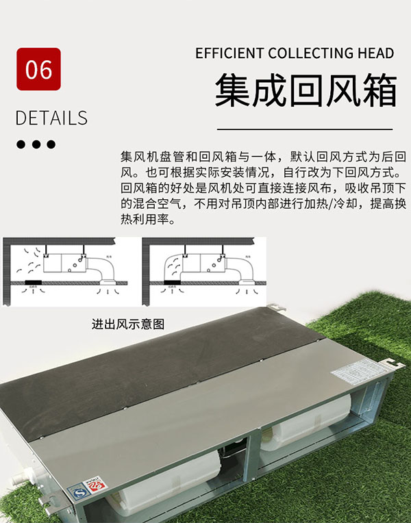 超薄卧式暗装(zhuāng)风机盘管产(chǎn)品优势：集成回风箱
