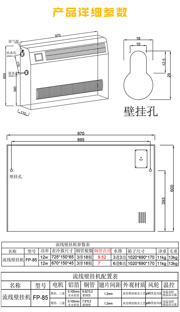 超薄立式明装(zhuāng)风机盘管产(chǎn)品详细参数
